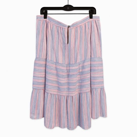 Lane Bryant Striped Cotton Tiered Skirt Pastel Colors Size 18/20 - Picture 2 of 3